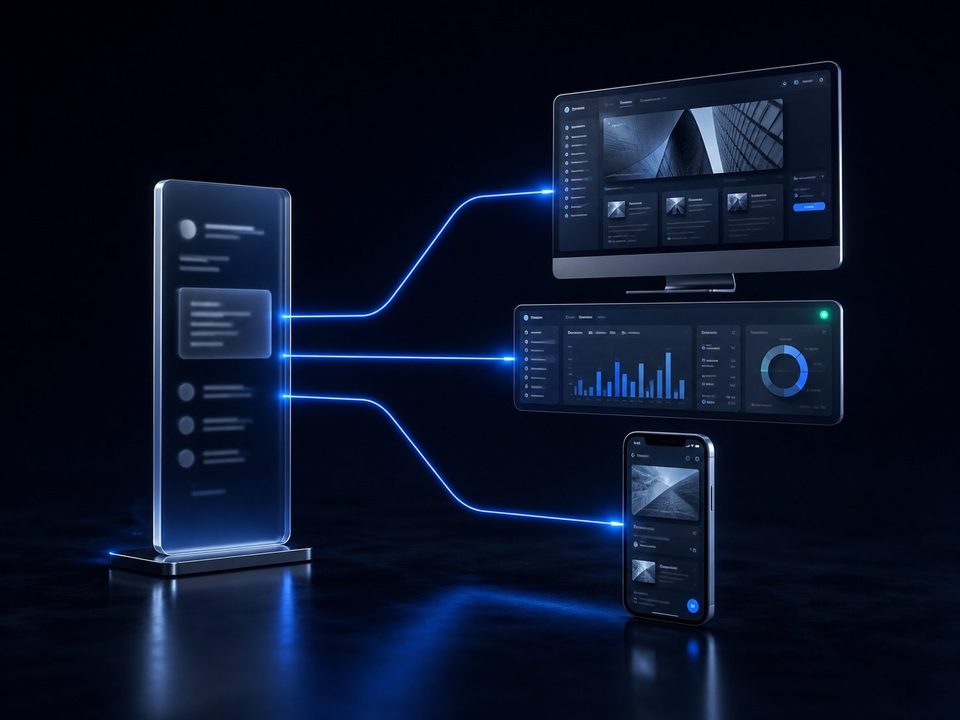 One project brief branching into three distinct software builds